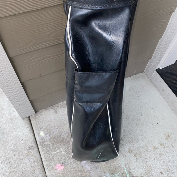 Vintage Atlantic Clyvenu Leather Black Golf Bag, Dri Grip Bottom - Picture 6 of 10
